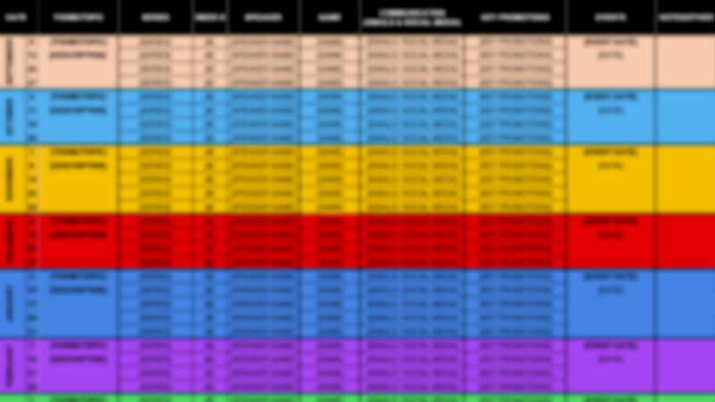 Youth Group Calendar Planning Excel Sheet